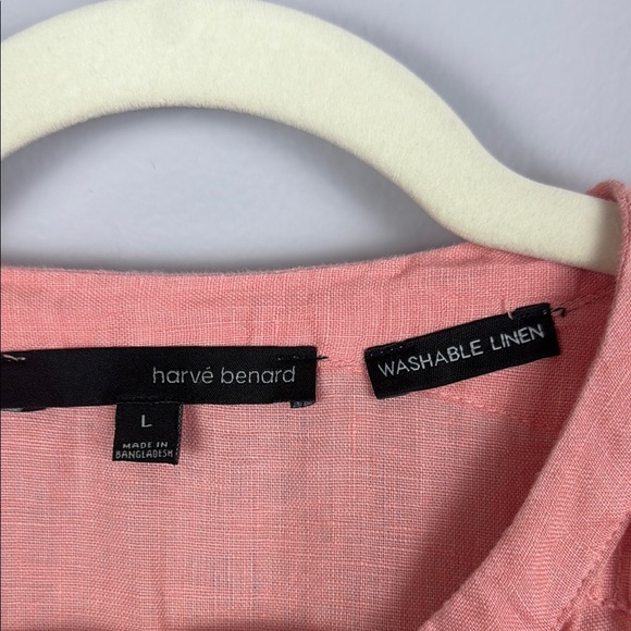 Harve Benard 100% Linen Salmon Relaxed Blouse with 3/4 Sleeves & Mandarin Collar - Picture 3 of 12